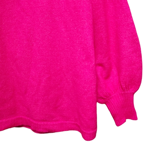 Crown & Ivy Bright Pink Balloon Sleeve Stretch Sweater Women's Plus Size 2XL - Picture 3 of 7